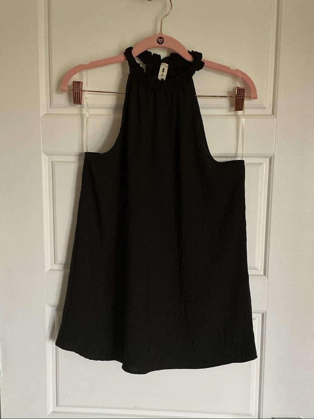 Vanilla Bay Black Ruffle Halter Neck Blouse